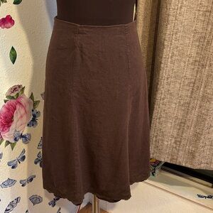 Vintage Y2K Stoosh Studio dark brown floral lace linen blend skirt. Size 10.